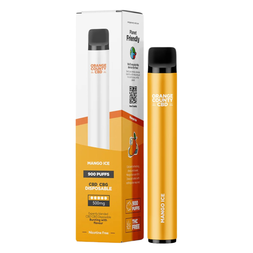 Orange County CBD Vape Pen Mango Ice, 250mg CBD + 250mg CBG, 3 ml