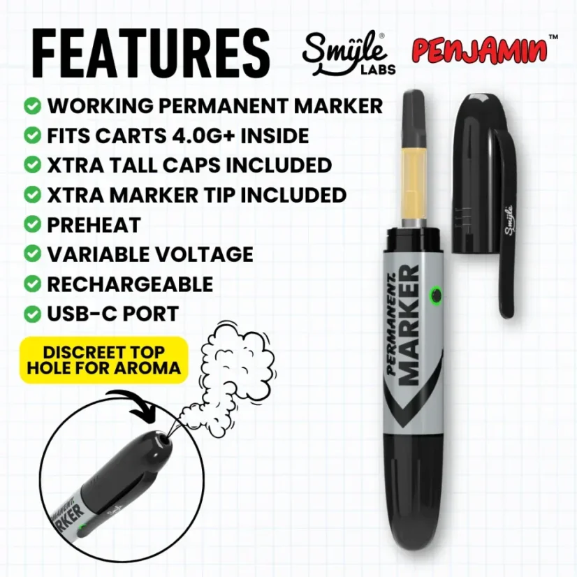 Permanent Marker Penjamin Cart Battery, Negru