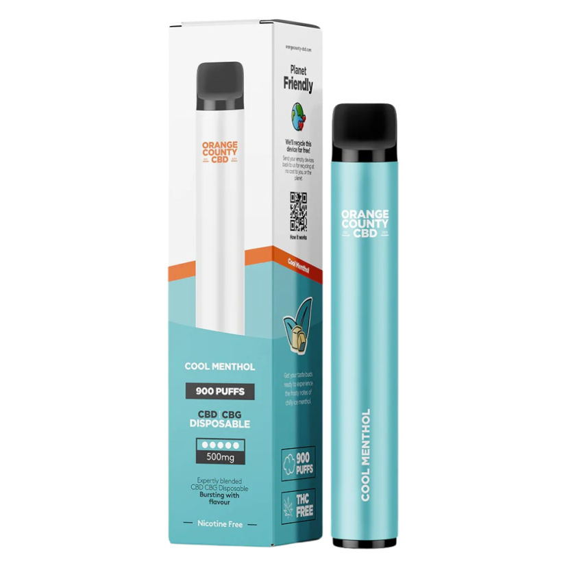 Orange County CBD Vape Pen Cool Menthol, 250mg CBD + 250mg CBG, 3 ml
